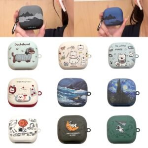 Cute Cartoon TPU Earbuds Case with Keychain – Shockproof Protective Cover