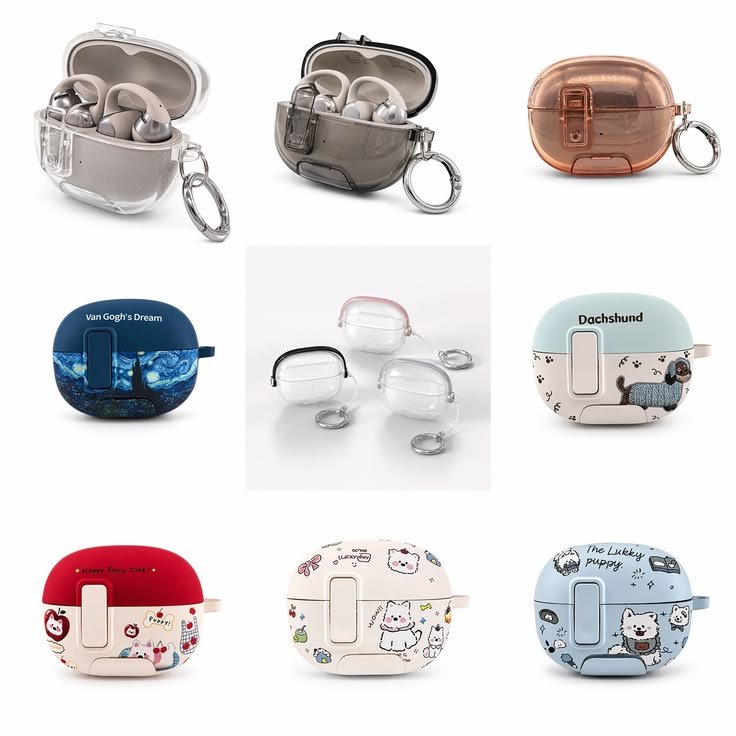 Cute Cartoon TPU Earbuds Case with Keychain – Shockproof Protective Cover - Image 2